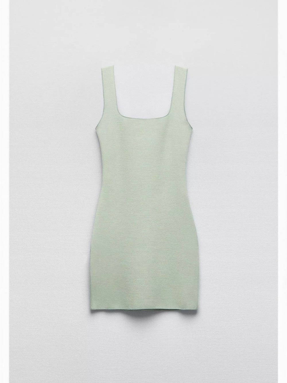 Zara Light Mint Knit Square-Neck Dress